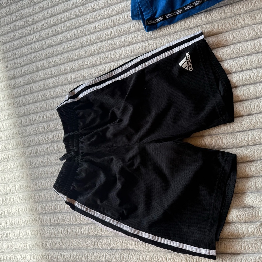 Adidas Kids Black Shorts with White Stripes